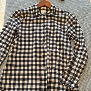 J. Crew Navy and White Plaid Button Down Shirt